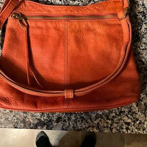 HOBO Orange Leather Crossbody Bag